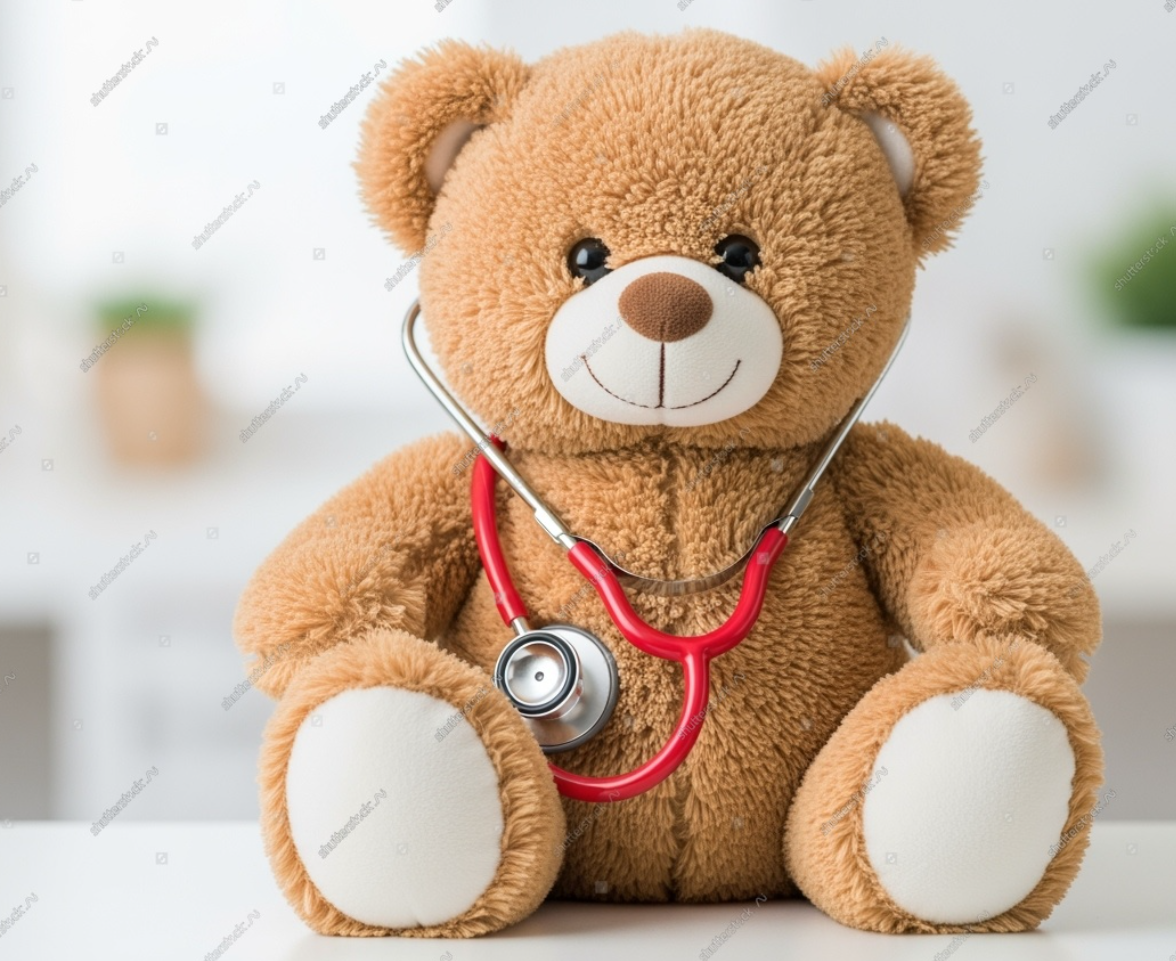 Kosebamse med stetoskop